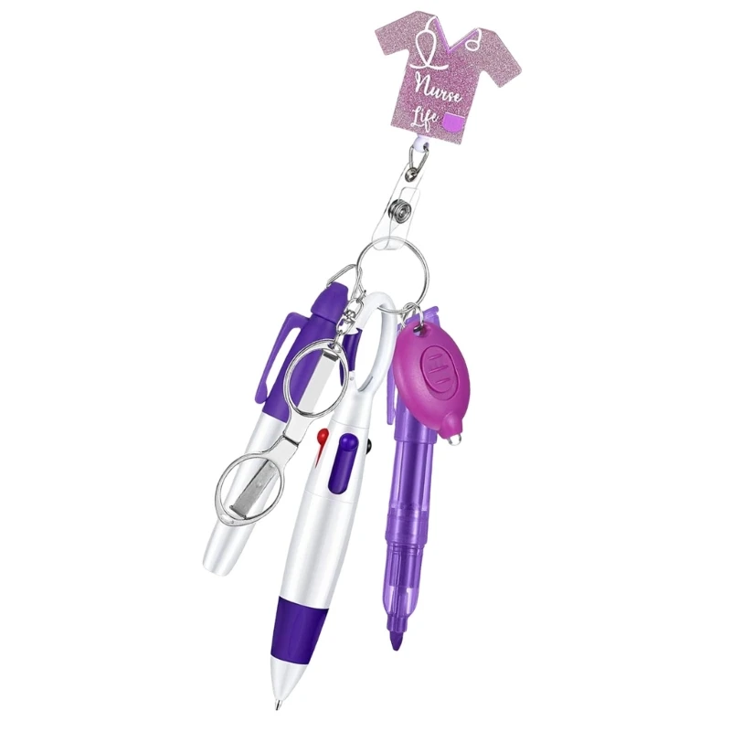 Nurse Pen Gift Set for Professionals with Badge Holder and LED Keychain