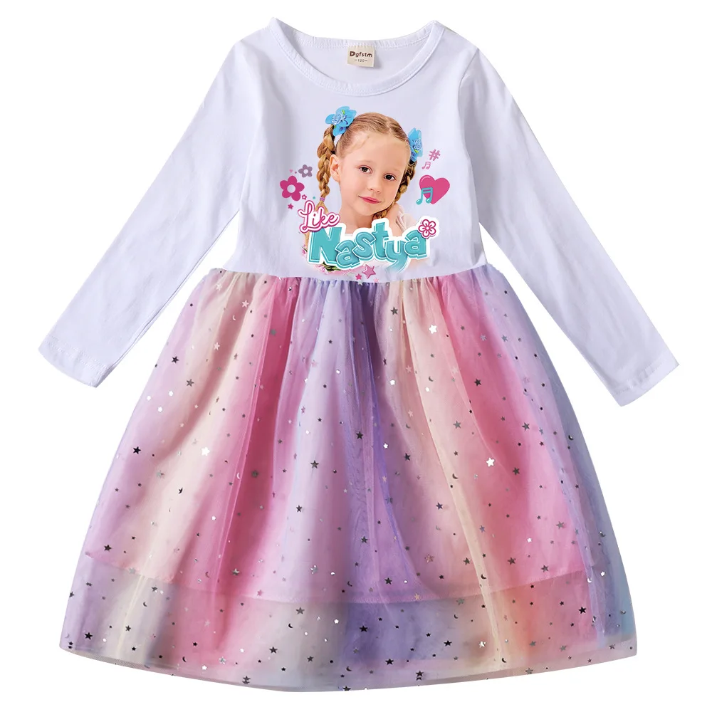 Spring/Autumn Russia Like Nastya Dress Baby Girls Cartoon Dress Kids Long Sleeve Casual Dresses Children\'s Vestidos