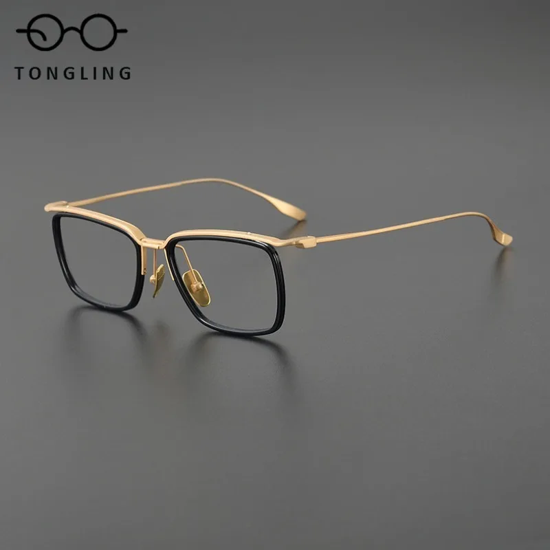 

Нишевая ретро сверхлегкая оправа из чистого титана ближнего телевидения, мужская модная квадратная оправа, ацетатная индивидуальная женская оправа для очков