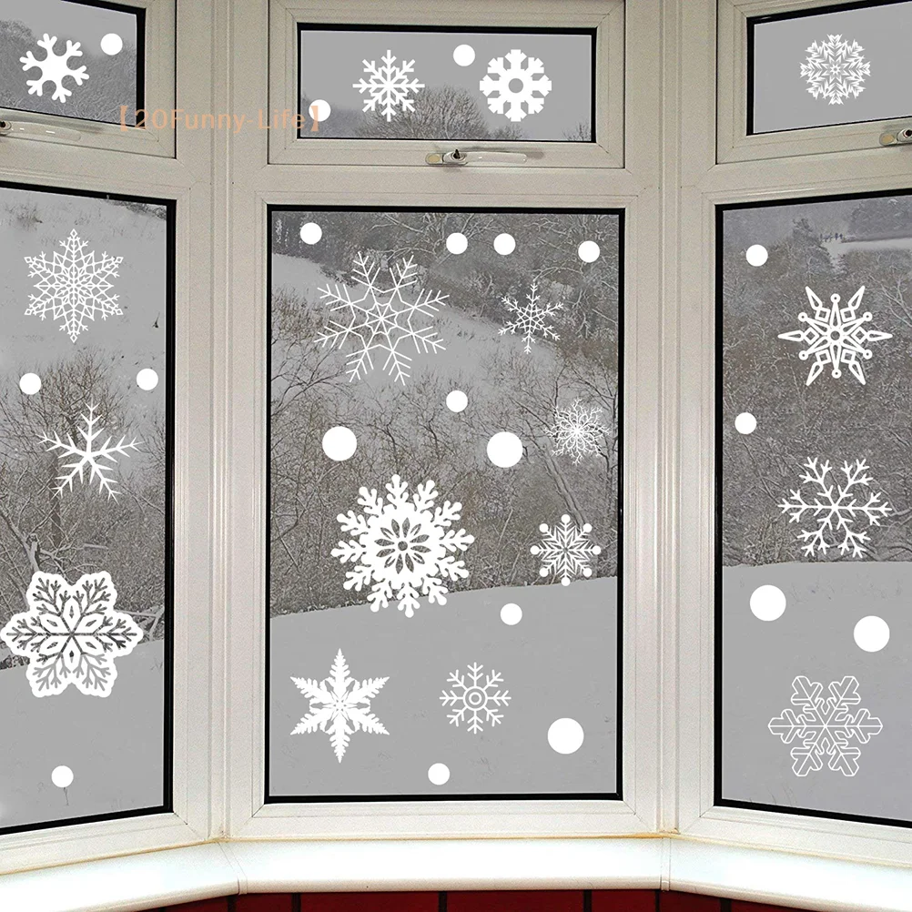 Christmas Glitter Snowflake Clings Window Film Glass Sticker Static Decal Small Size Reusable Electrostatic Wall Stickers