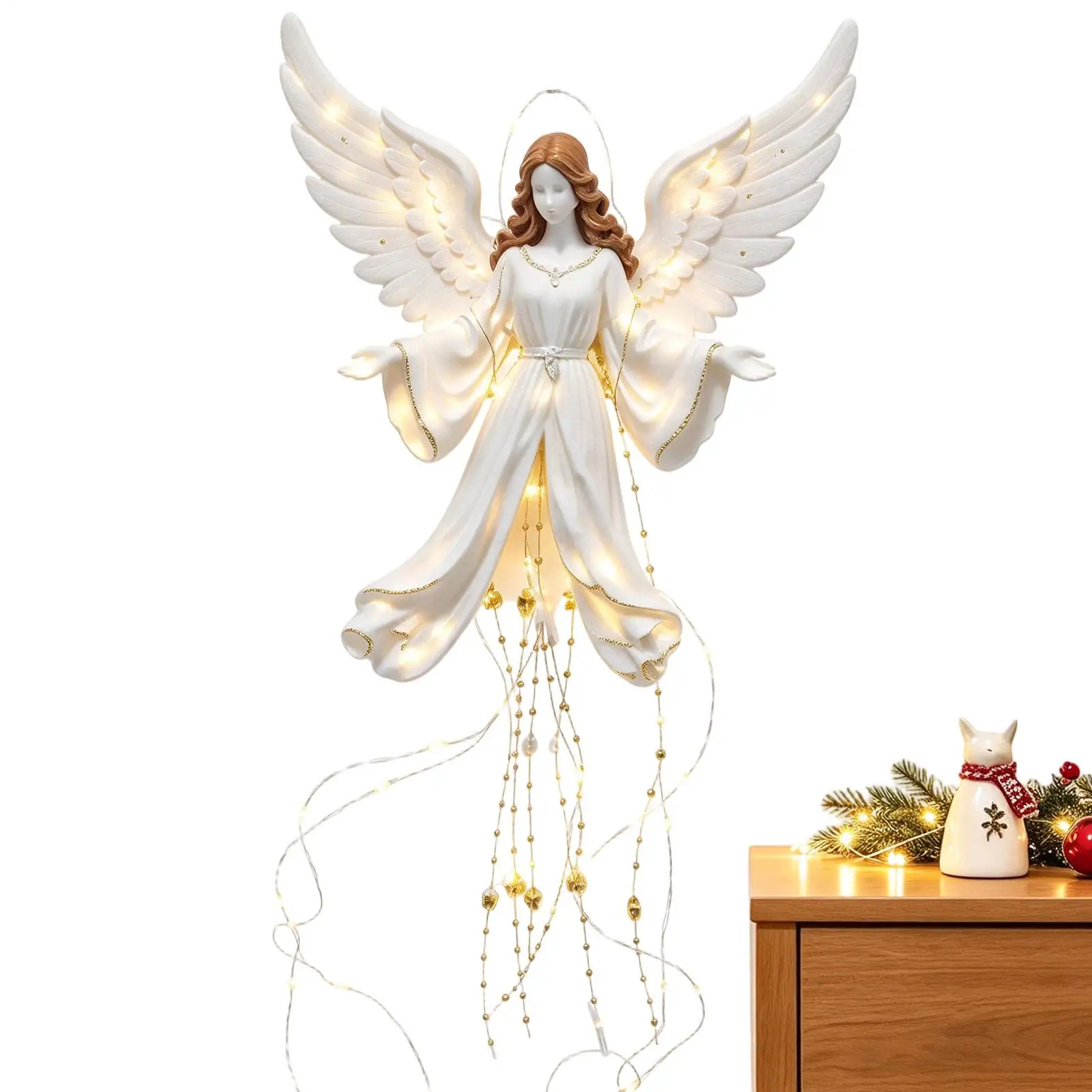 Angel Blessing Wall Light Cascading Star Blessing Christmas Light 2D Angel Wall Decor Christmas Angel Led Wall Lamp