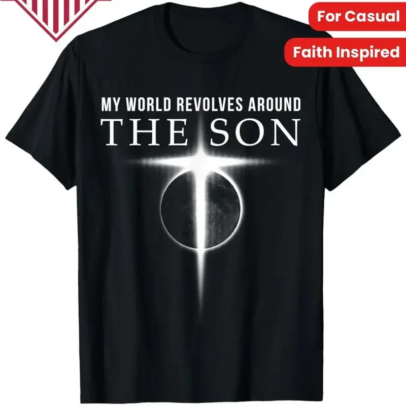 Men's Vintage Cotton T Shirt My World Revolves Around The Son Christian Desi ò