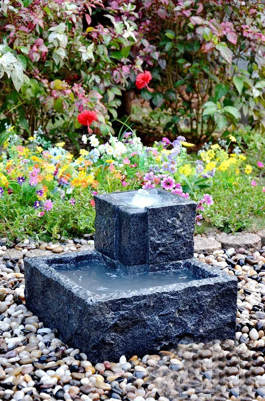 Picture 4: Indoor- Outdoor Home Garden Patio Decorative Stone Carving Black Granite Water Feature Fountain Ornament for Yard Lawn Deck Park