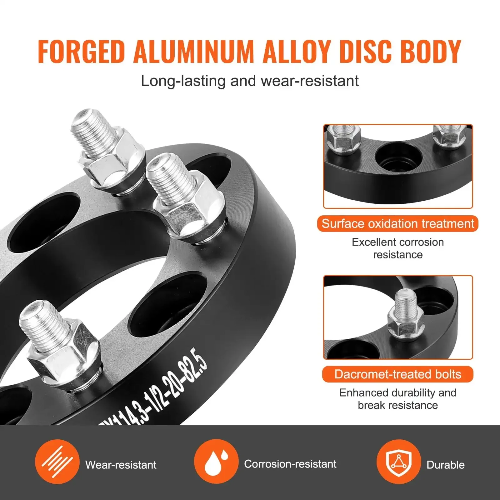 1 "5" x 4.5 "Roda Spacer Adaptor Roda 5 Lug Forged Spacer 4 PCS Hitam