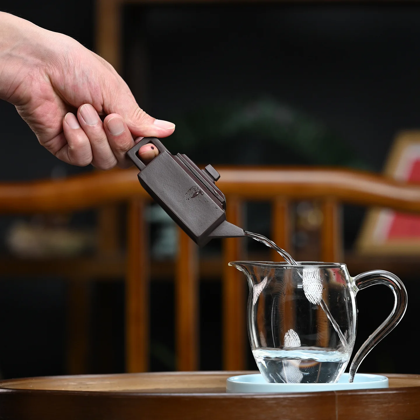 Original Handmade Fangshan Yishi National Style Plain Yixing Purple Clay Kung Fu Teapot 100ML