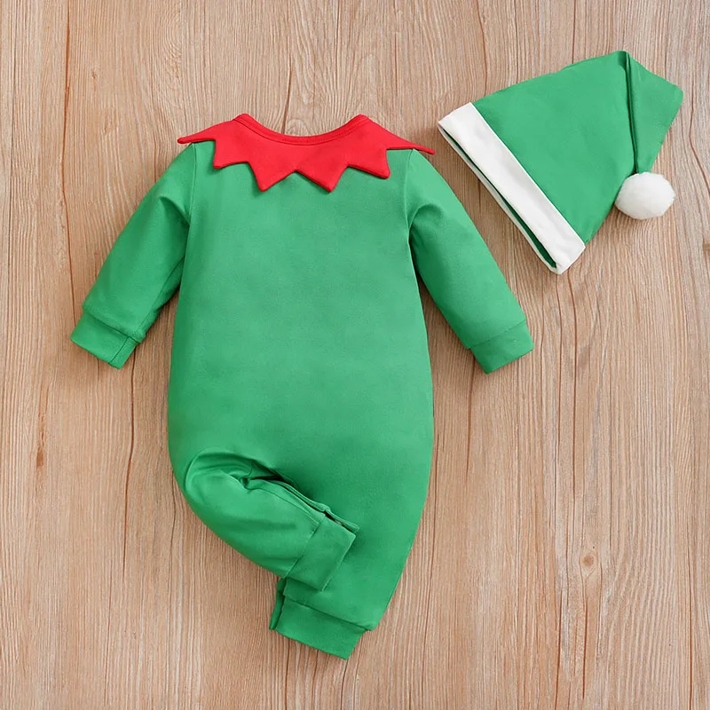 Christmas Cute Elf Dress Up Newborn Clothes Comfortable And Soft 0-18 Boys And Girls Spring And Autumn Long Sleeve Baby Jumpsuit