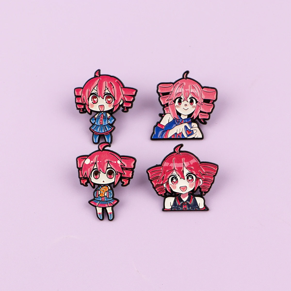 1-4pcs/Set Cute Anime Girls Enamel Pin Cartoon Pink Haired Badge Brooch Backpacks Bag Collar Lapel Decoration Jewelry Fans Gifts