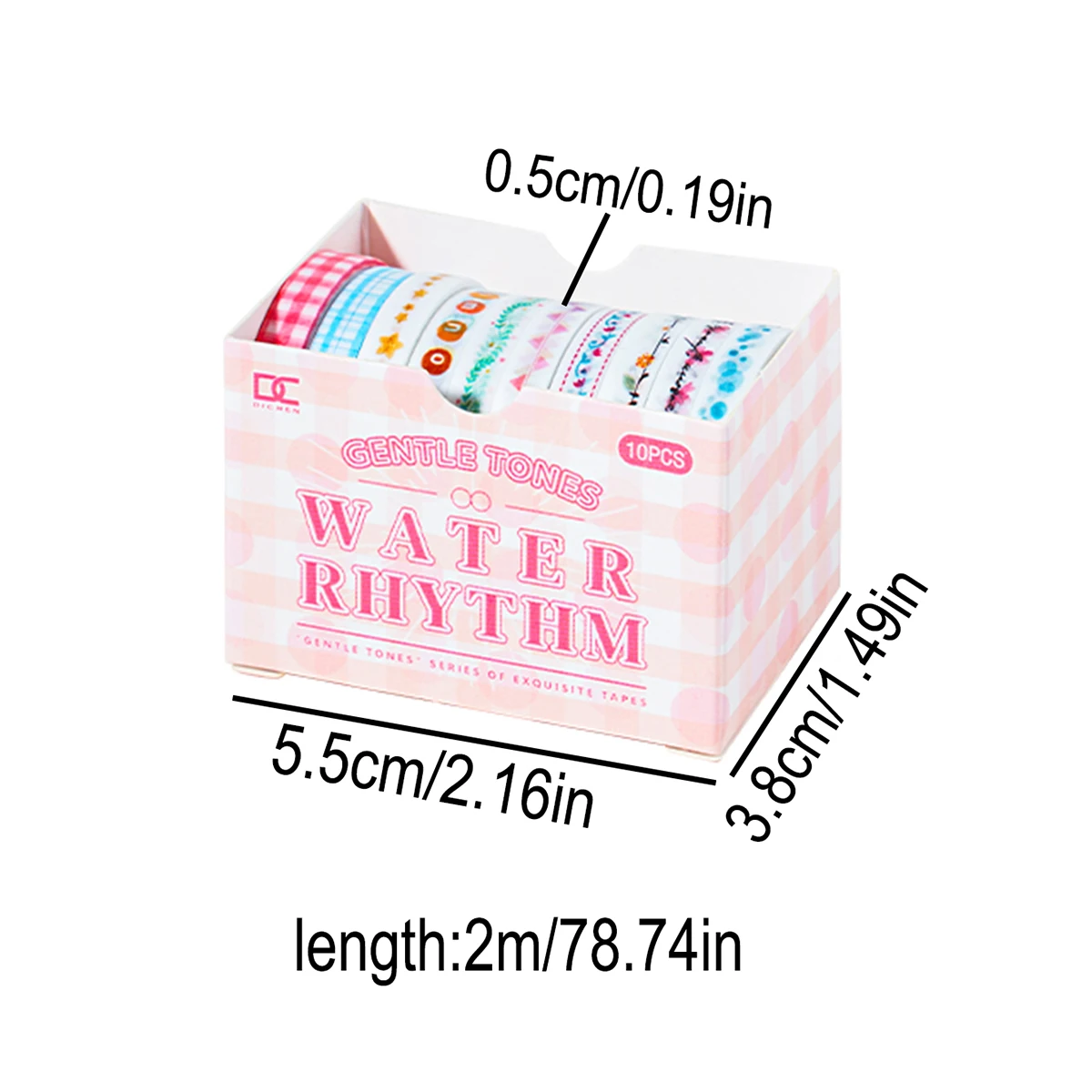 10 Rolls/Box of Exquisite Washi Tape Set, with Floral, Star, Plaid Patterns, Suitable for DIY Scrapbook Decoration Materials