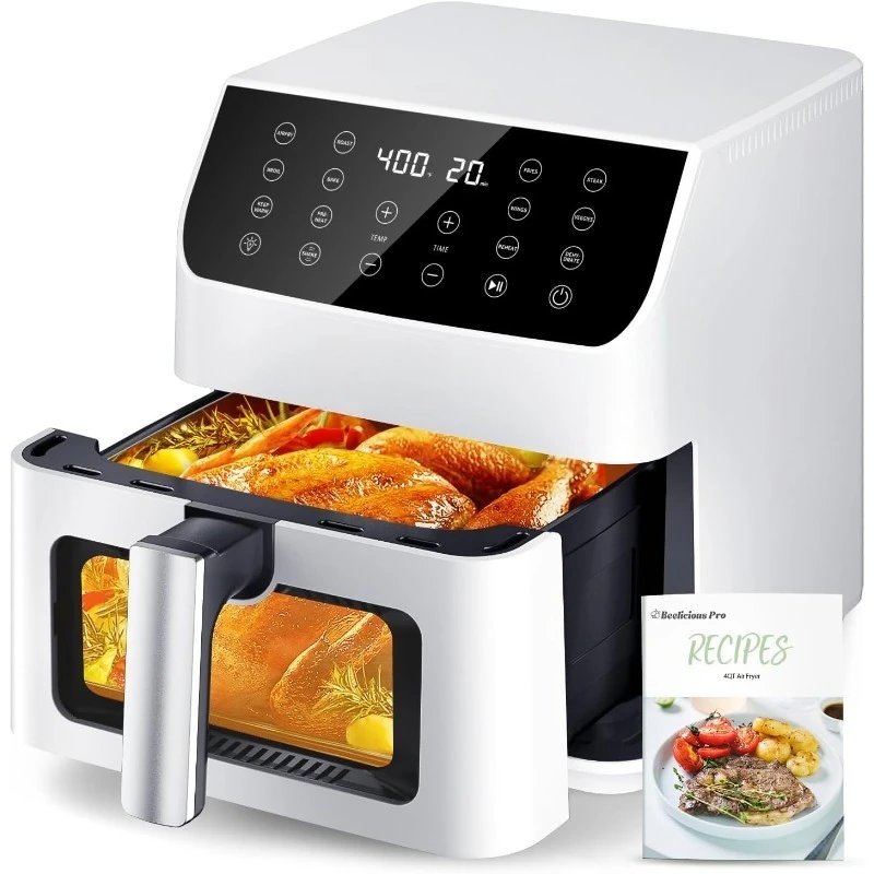 

5.8QT Large Air Fryer, 12-in-1 Digital Airfryer with Clear Window, 40+ Recipes, Flavor-Lock Tech, Shake Reminder, Com
