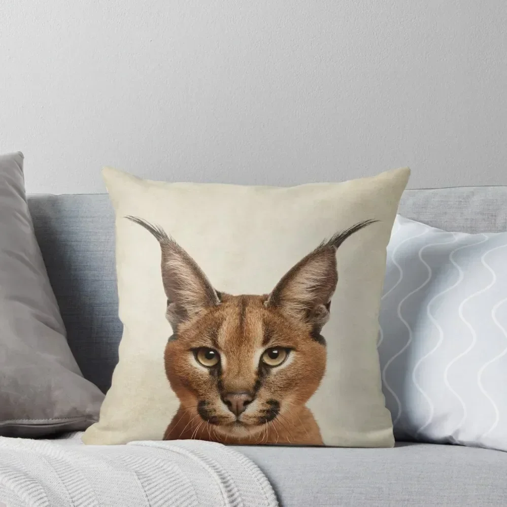 Caracal Cat Art, Savanna Animal Portrait Throw Pillow Pillow Case bed pillows pillow