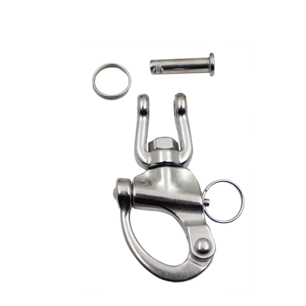 70mm/128mm Marine Swivel Shackle Stainless Steel Spring Shackle Quick Release Chain Link Snap For Sailboat Yacht