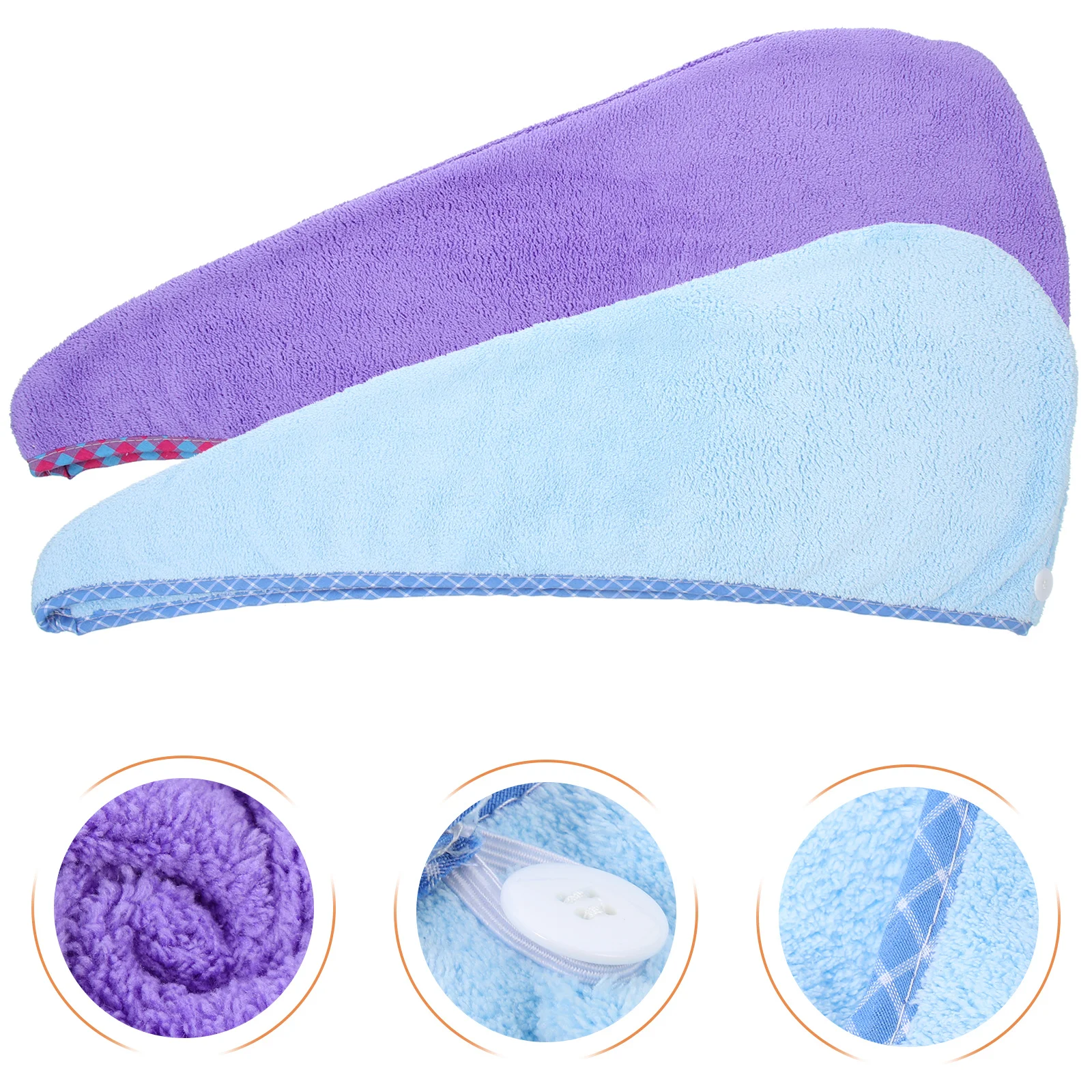 

2pcs Quick-Drying Head Water-Absorption Hair Wrap For Women Fast Drying Bath Comfortable Coral Fleece Material Soft Hair