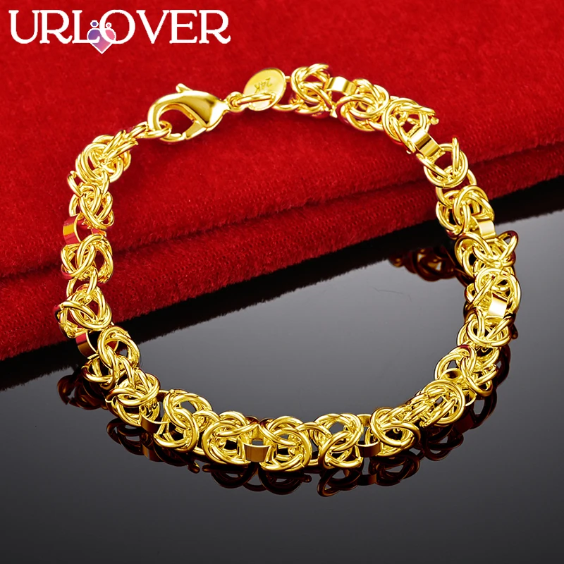 

URLOVER 24K Gold Bracelet For Woman Dragon Head Chain Bracelets Fashion Party Wedding Engagement Jewelry Lady Birthday Gifts