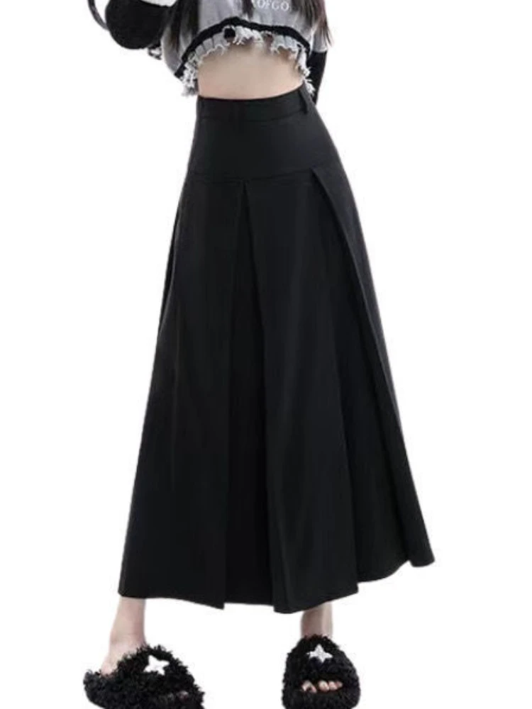 Pleated Skirts Women Preppy Style Vintage Casual Summer Korean Version Harajuku Ankle-length Elegant Empire Literary All-match