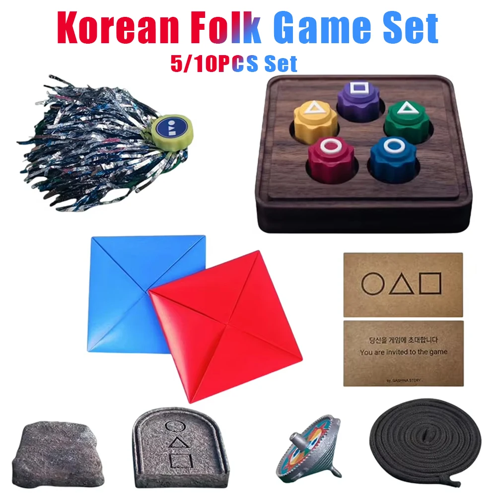 Korean Traditional Play Game Fun Gonggi Jack Stone Pebbles Set Catching Square Circle Toy Gong gi Dice Props Kit For Party Games