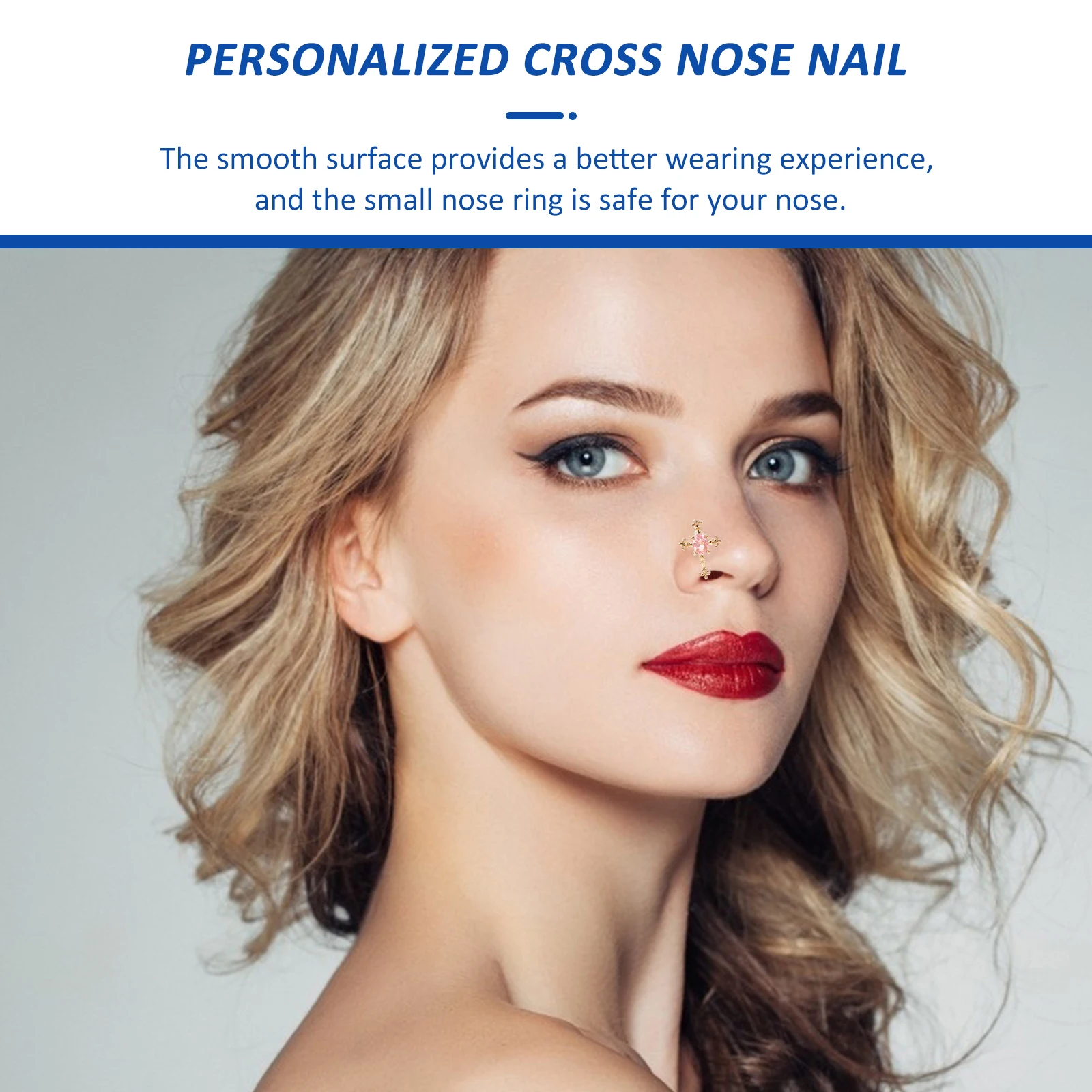 

5Pcs Nose Stud Piercing Jewelry Cross Shape Metal Small Nose Rings for Women Girls Simple Color Versatile Gift