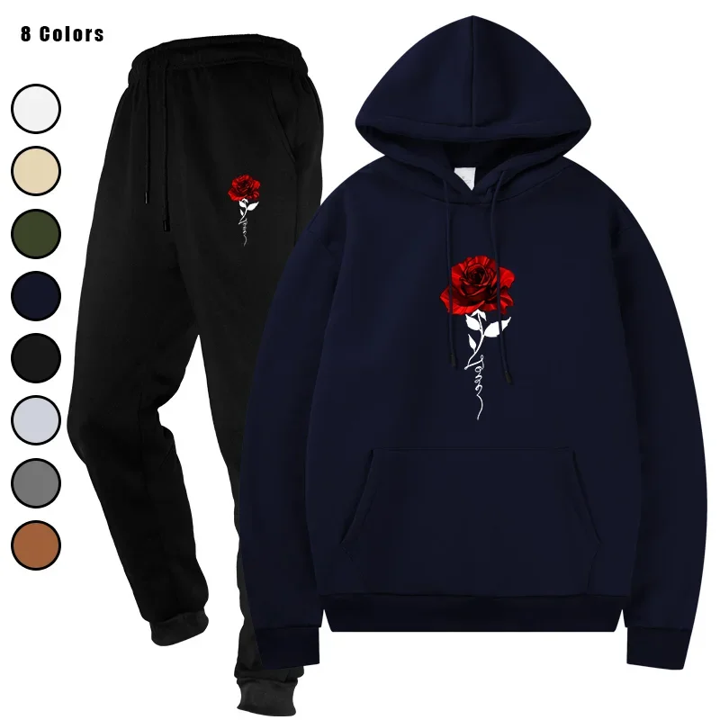 

Men's Sports Suits Fashion Hoodies + Pants Running Two Pieces Sets Casual Tracksuit Sweatshirts Sweatpants Men's Clothing