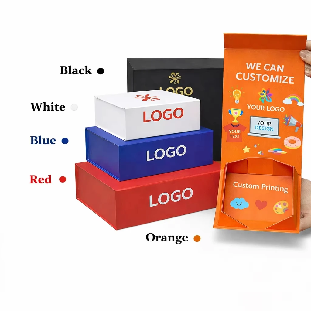Boîte cadeau magnétique personnalisée pour bijoux, cosmétiques, vêtements, vin, perruques, entreprise, boîte en papier rigide de luxe avec logo imprimé