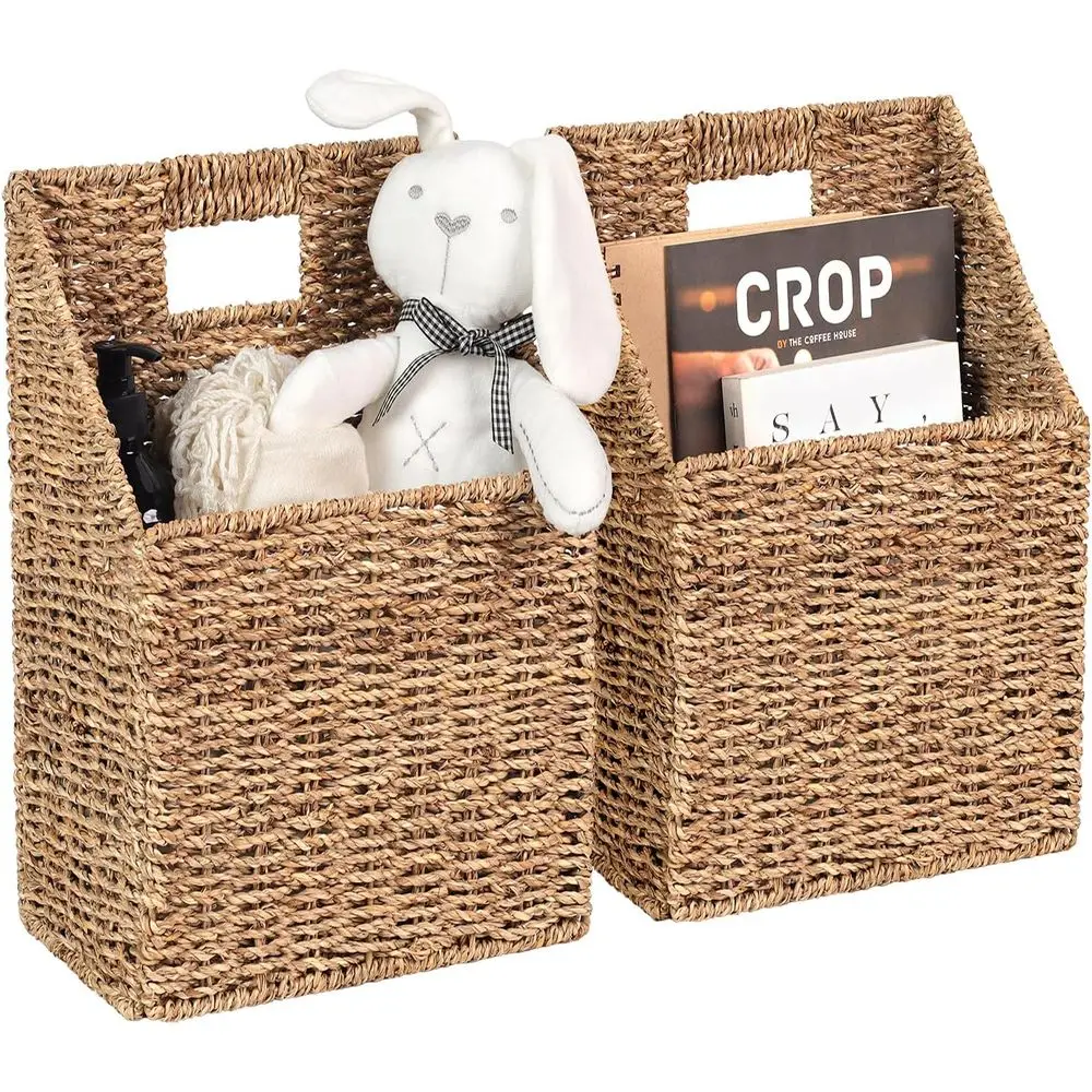 

Плетеные подвесные корзины для хранения (10,5 дюймов Д x 6,5 дюйма Ш x 13 дюймов В), настенная корзина Set o 2, корзины из морских водорослей, корзины для настенного декора, тканая морская трава Хань