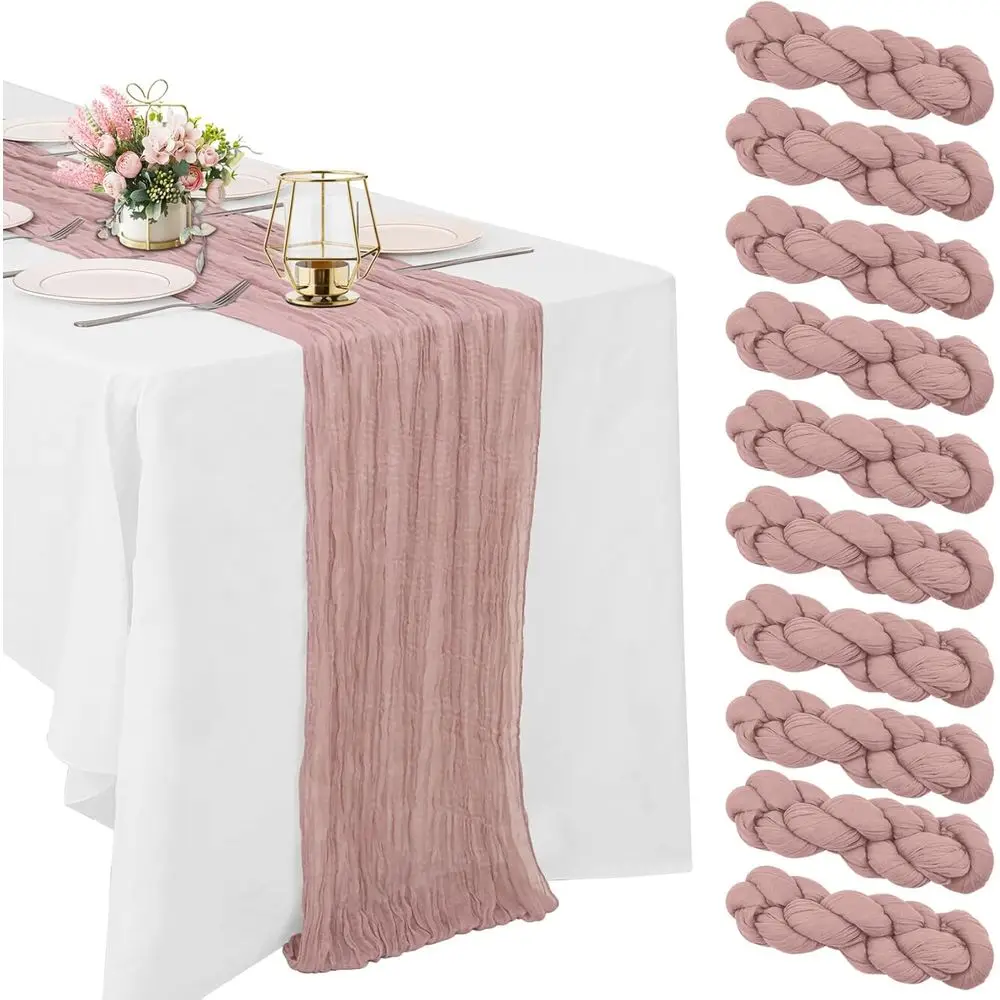 

Dusty Pink Cheesecloth Table Runner 10 Boho Gauze Fabric Table Runner Vintage Rustic Sheer Runners Wedding Party Bridal Baby Sho