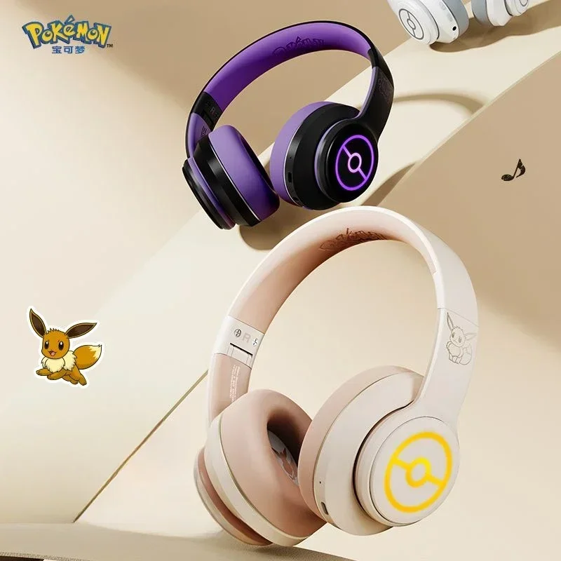 Pokemon Gengar Head-mounted Bluetooth Headset Anime Wireless Noise Reduction Lighting Headsets Stereo Music Game Sports Earphone