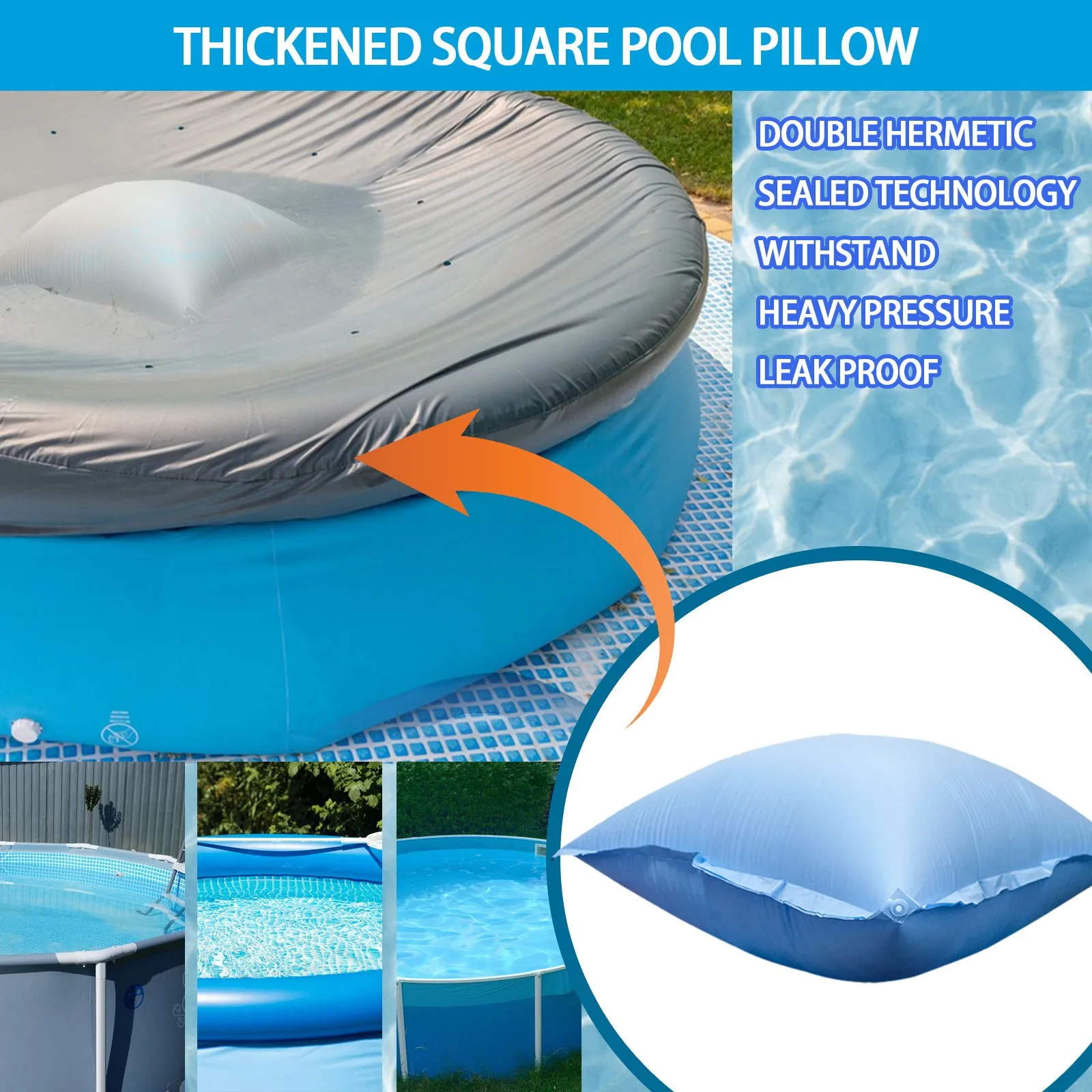 Almohada de invierno para piscina, cubierta duradera para piscina de invierno, almohada de aire, cojín flotante inflable para piscina sobre el suelo
