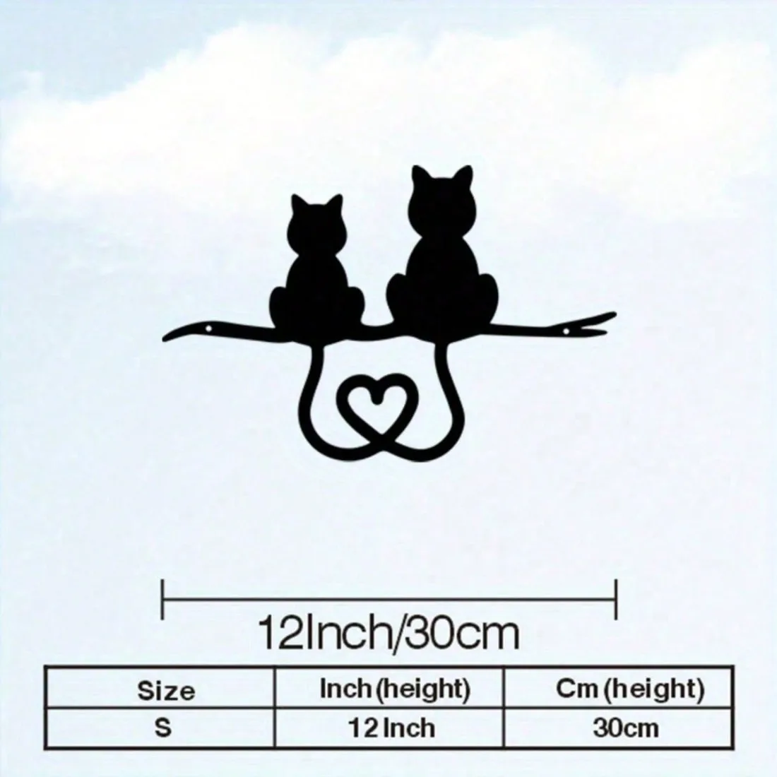 Vintage Cat Metal Wall Art Holiday Garden Decor Rust-Resistant Heart-Shaped Gift