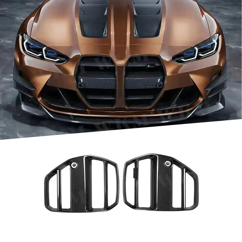 

Dry Carbon Fiber Car Front Bumper Kidney Grille Dual Slat Grille Body Kits for BMW G80 M3 G82 G83 M4 2021 + FRP S style