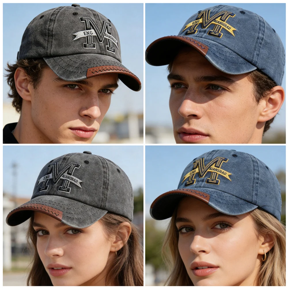 Hot Sale Unisex Baseball Cap M Letter Embroidery Dad Hat Women Men Outdoor Washed Cotton Cap