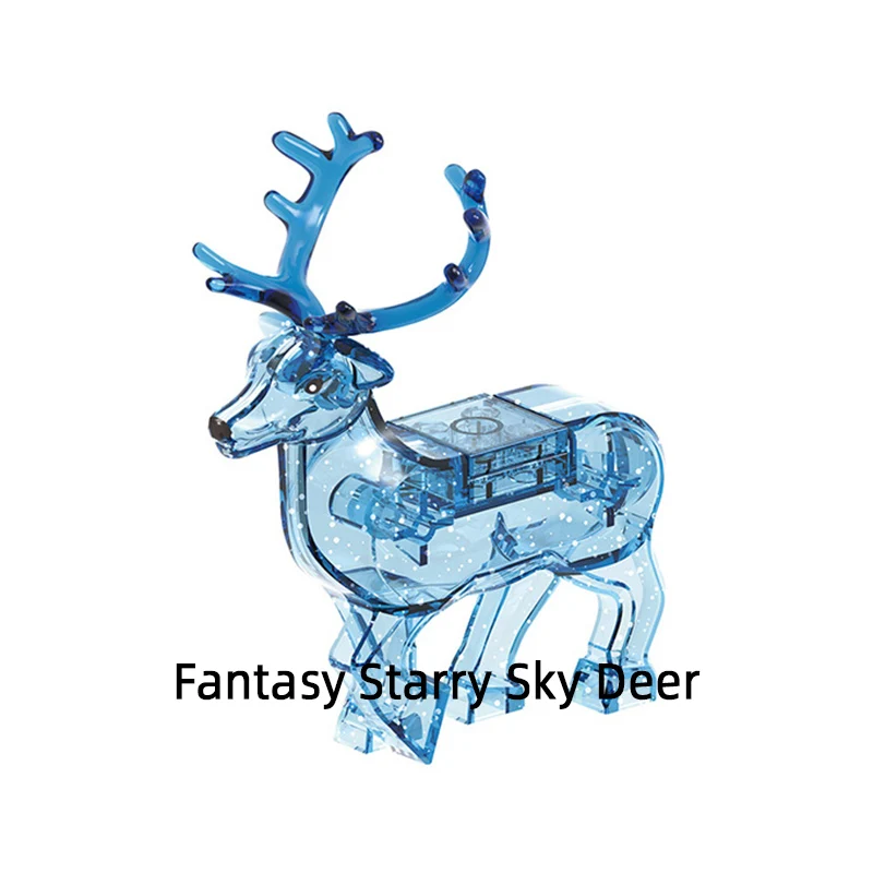 The Fantasy Starry Sky Soul Of Neon Clothes Colorful Dress Sika Milu Spirit Deer Model Blocks MOC Bricks Set Gifts Toys X0319