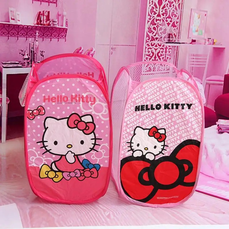 Sanrio Hello Kitty Kuromi Cartoon Dirty Clothes Basket pieghevole cesto della biancheria vestiti sporchi stoccaggio giocattolo secchio arredamento