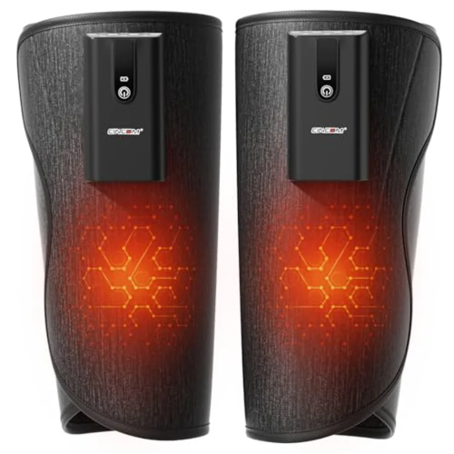 

Cordless Leg Massager with Heat and Air Compression for Circulation and Pain Relief Rechargeable Calf Massager in Black for Ede