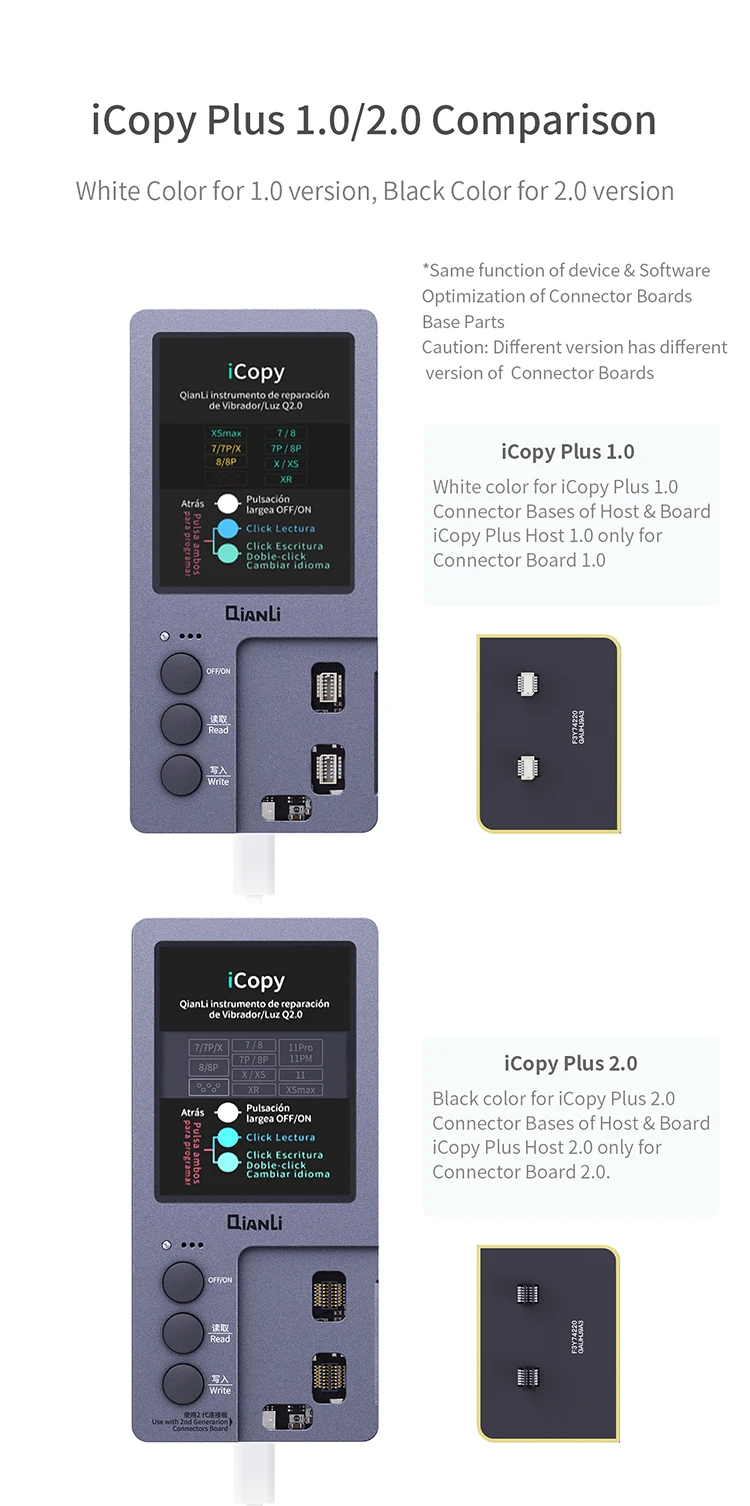 Qianli iCopy Plus 2.2v+ with Battery Testing Board for 7 8 8P X XR XS XSMAX 11PM 12 LCD Vibrator Transfer EEPROM Programmer