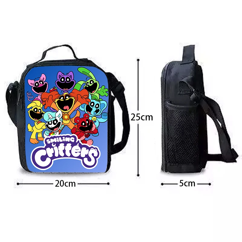 Sacs à lunch de créatures d'anime souriant, sacs d'école pour garçons et filles, sacs isothermes de dessin animé, poids léger initié, meilleur cadeau pour enfant