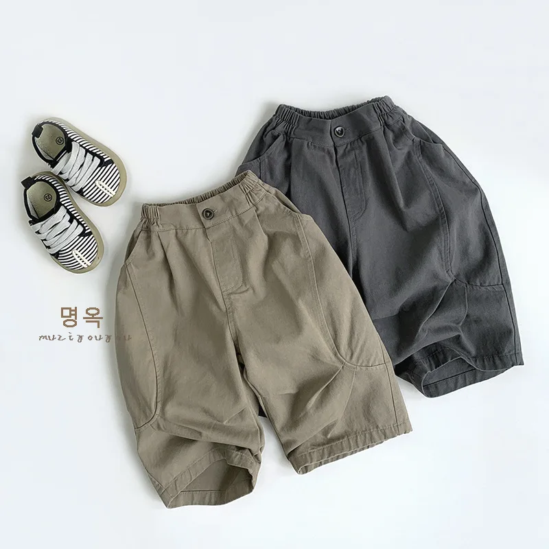 Spring 2026 Children Boys Sweatpant Cotton Elastic Waist Infant Babys Boy Trousers Ins Simple Versatile Kids Boys Straight Pants