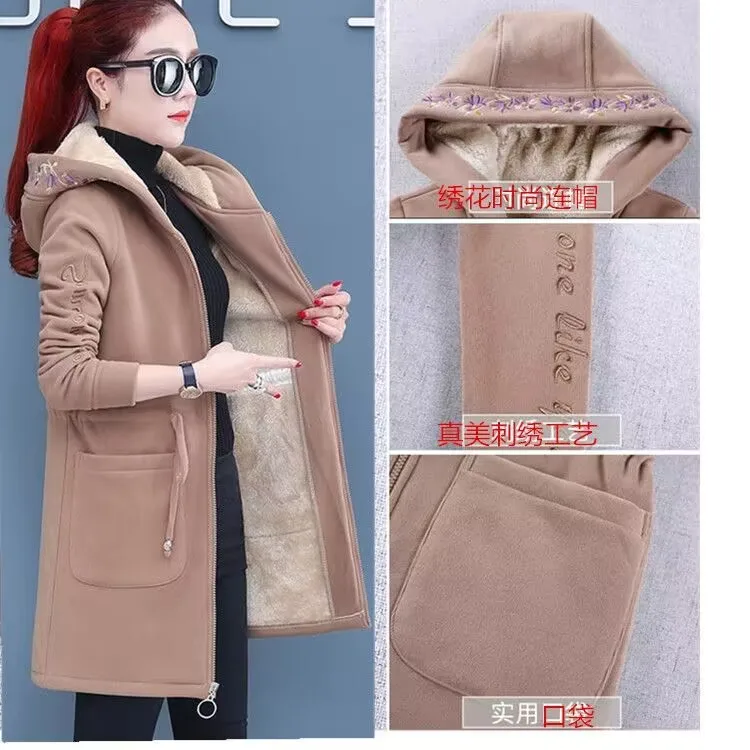 

2023 korean Lamb plush coat Fall winter Plush famale jacket Women hoodie thick velvet Hooded Tops bulk items sweatshirt clothes