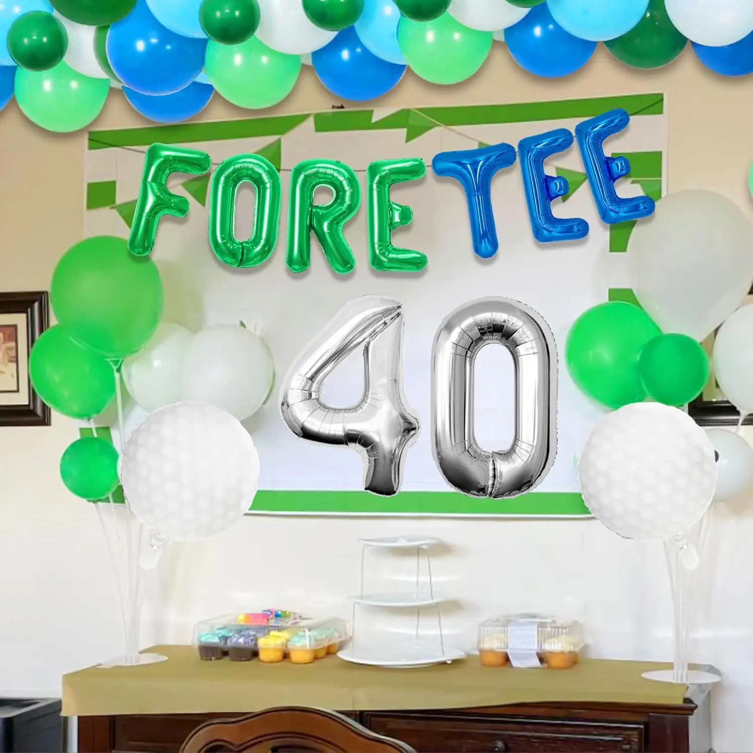 Laventy Golf 40th Birthday Decorations Men 40th Birthday Decorations Foretee-Tee Birthday Banner palloncini per palline da Golf