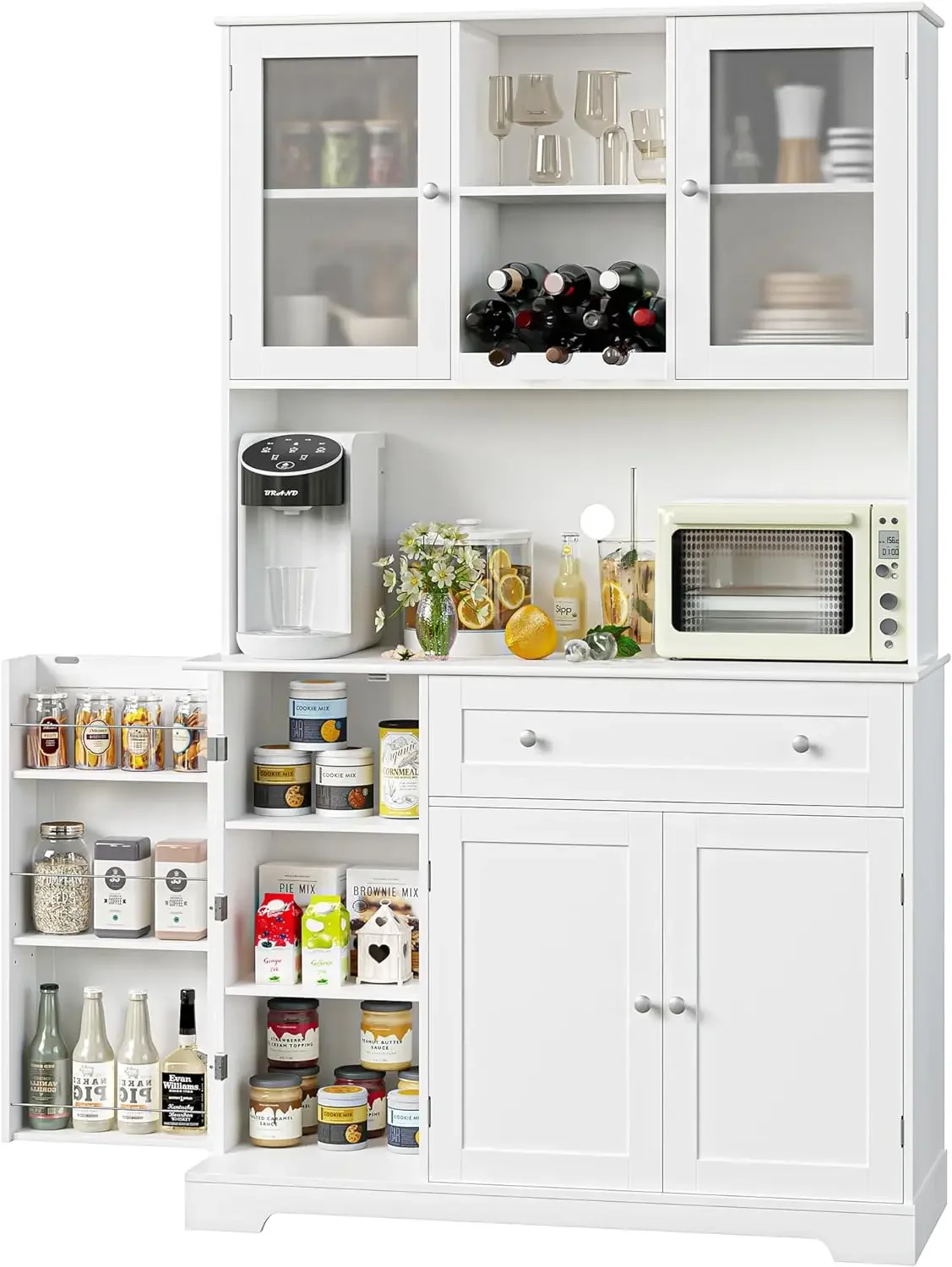 

Kitchen Pantry Storage Cabinet, Modern Buffet Cabinet & Hutch, Tall Kitchen Hutch Cabinet & Microwave Stand, Food Pantry Cabinet