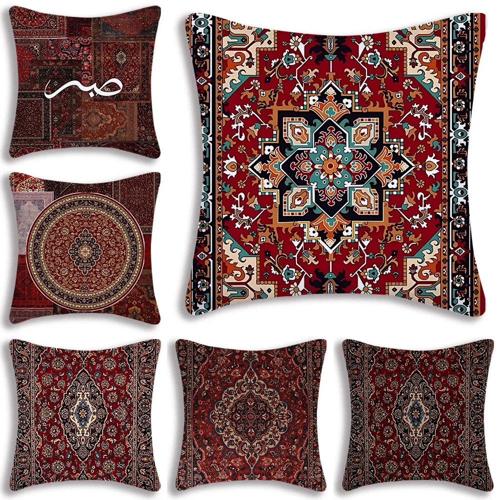 Luxury Persians R-Rug illow Covers Cartoon Sofa Decorative Home Double-sided Printing Short Plush Cute Cushion Cover