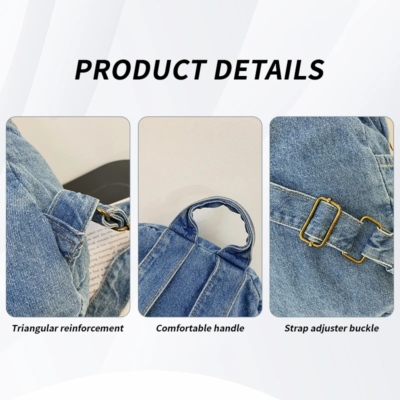 حقيبة ظهر مدرسية عصرية للطلاب من الدنيم حقيبة ظهر متعددة الجيوب بسعة كبيرة حقيبة ظهر للطالبات