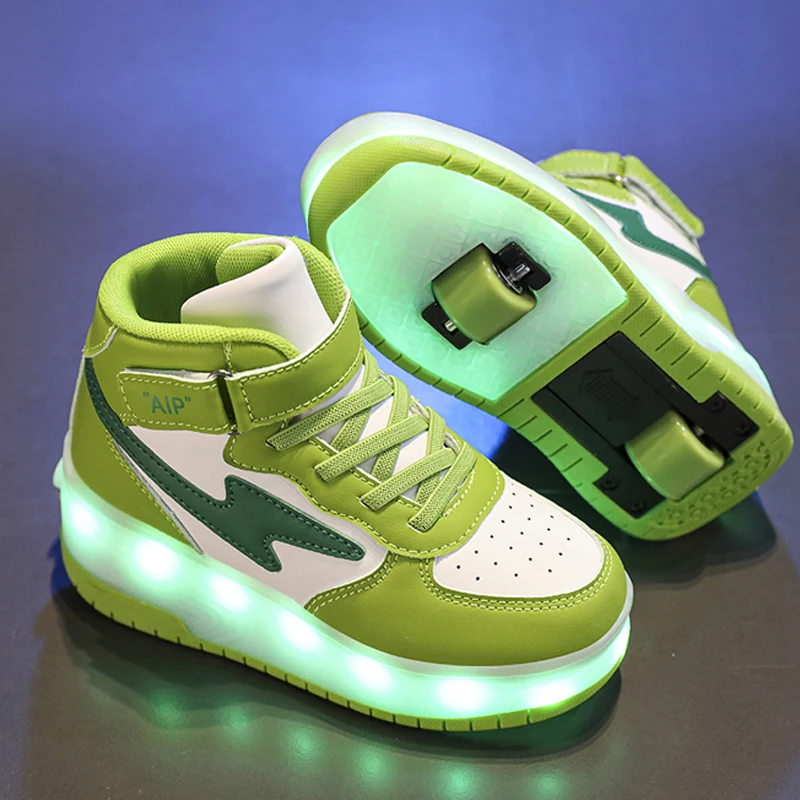 New Trend Roller Skate Shoes Kids Girls LED Light Sneakers With Two Wheels Sports Toy Gift Games Children Boys Glowing Sneakers