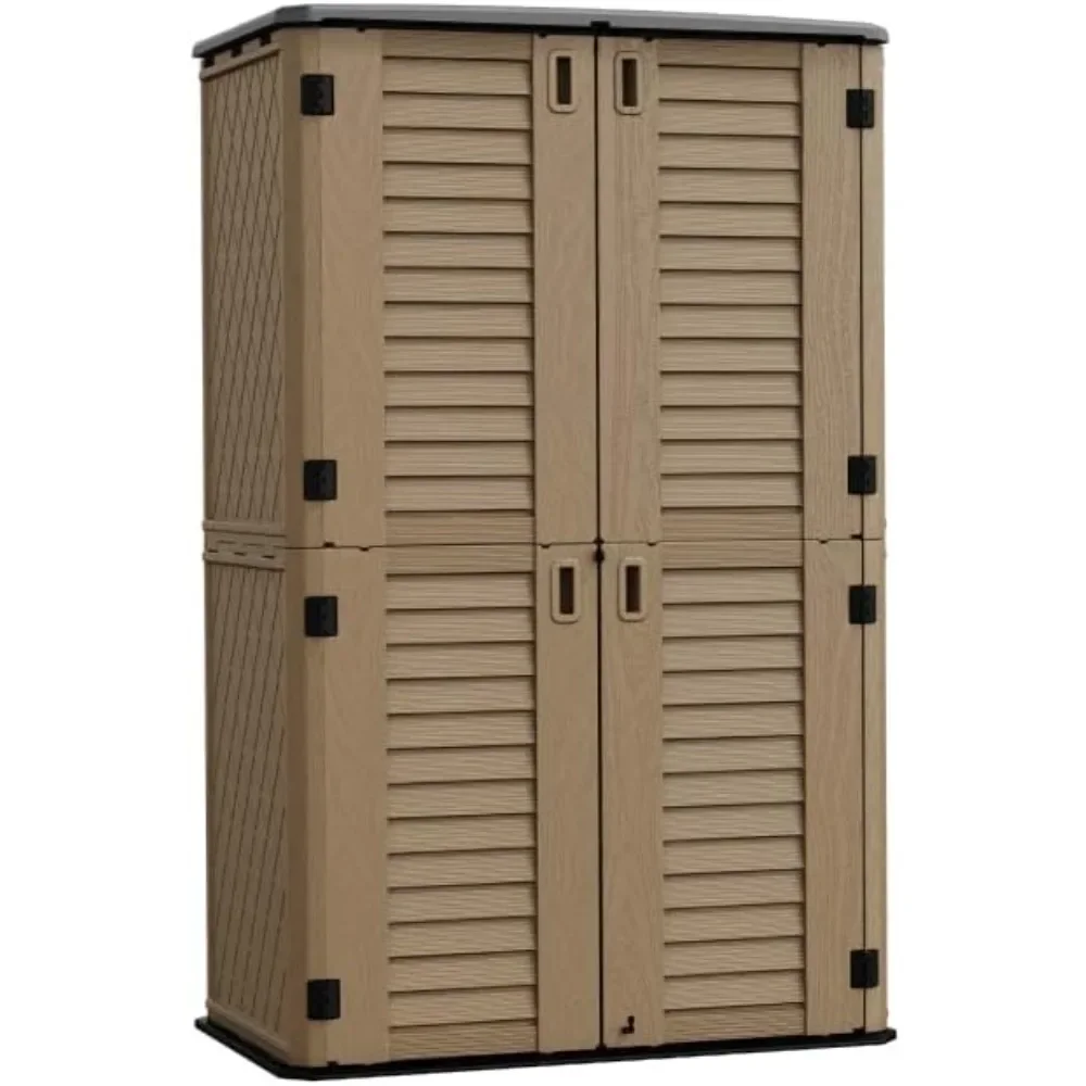 Storage Shed Weather Resistance, Multi-Purpose Outdoor Storage Cabinet for Backyards and Patios, Horizontal Storage Shed