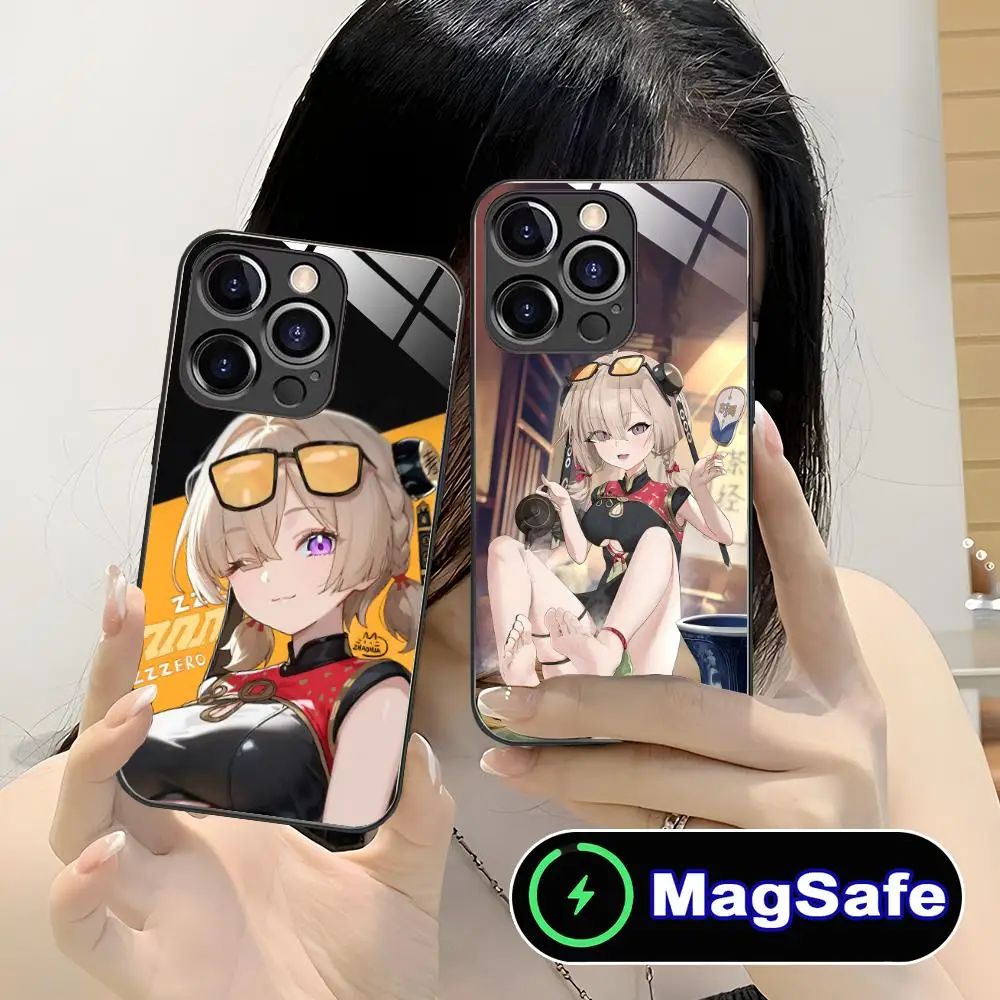 

Zenless Zone Zero Sweety Phone Case for iPhone 16 15 14 13 12 11 Pro Max Plus Mini MagSafe Glass Colour Printing Cover Luxury