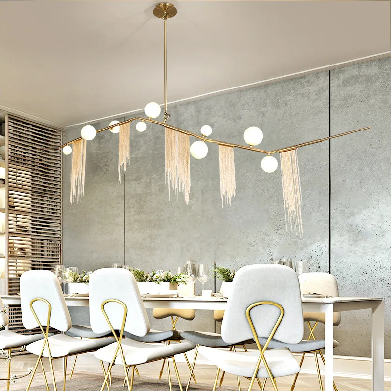 

Modern Home Decor G9 Chandelier Gold Tassel Led Glass Pendant Lights Living Room Dining Tables Rod Hanging Fixtures Room Decor