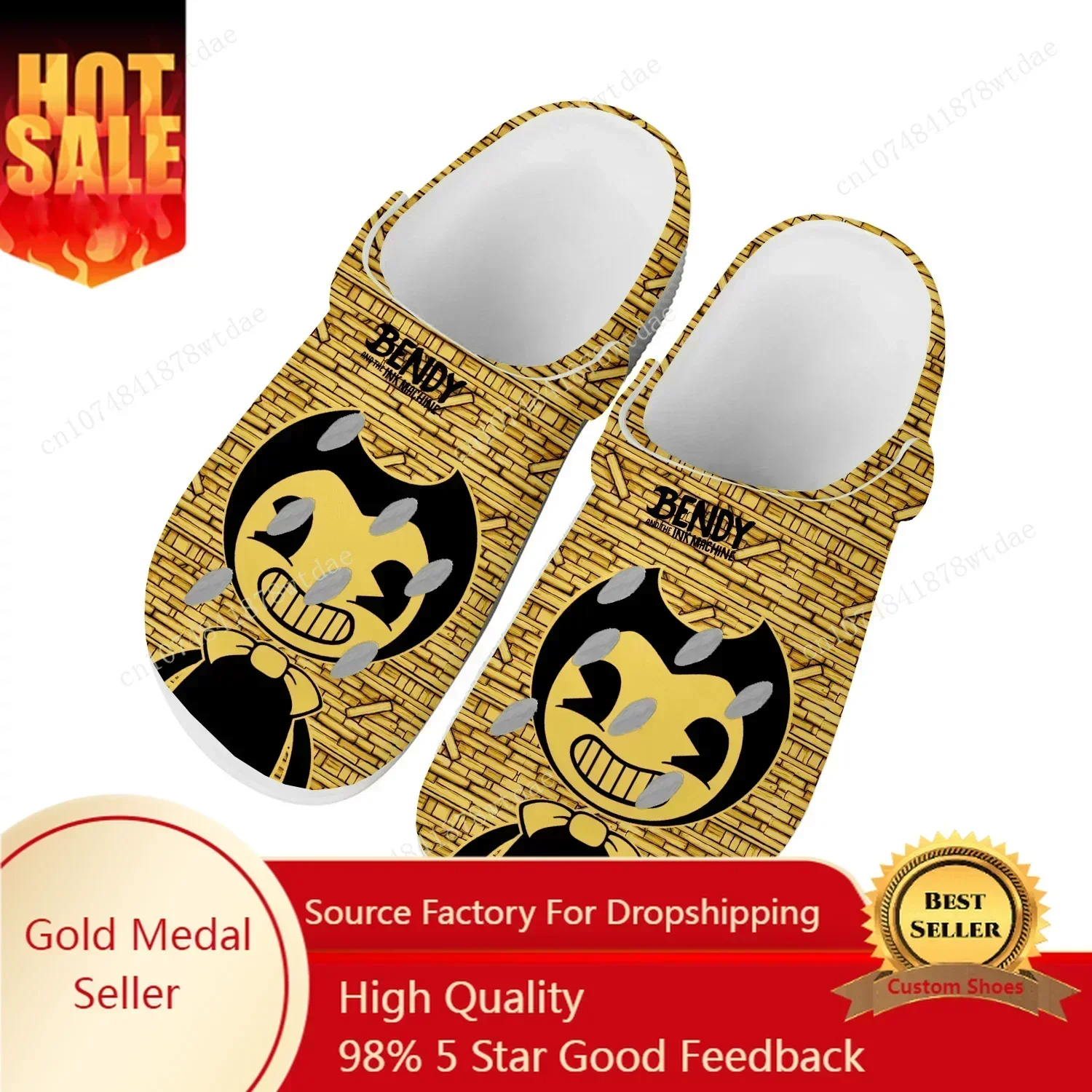 

B-Bendy Anime Game Ink Machines Home Clogs Men Women Youth Boy Girl Customize Water Shoes Garden Beach Hole Slippers Sandals