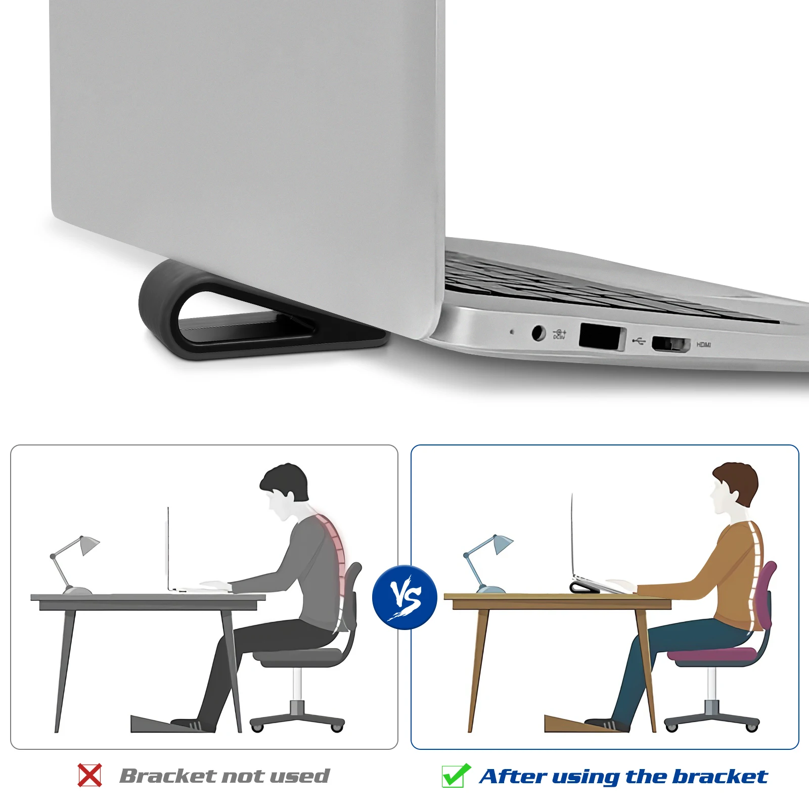 2Pcs Computer Stand Keyboard Notebook Desk Riser Laptop Support Simple Stand Elevation Portable Bracket For Heightening