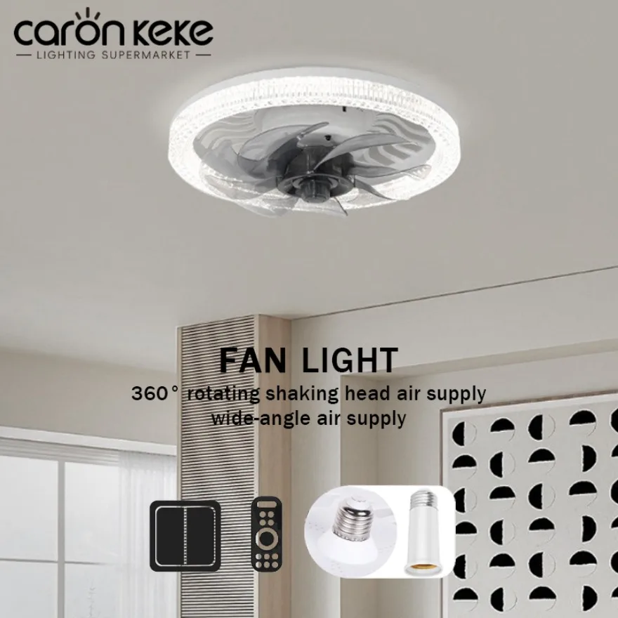 

E27 LED Fan Light with Remote Control Adjustment Modern Minimalist and Silent Strong Wind 85-265V Indoor Home Decoration Light