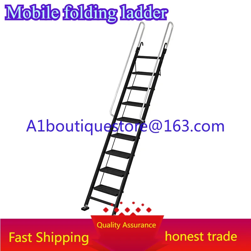 Household aluminum alloy loft ladder ten-level automatic indoor and outdoor thickening engineering mobile folding ladder