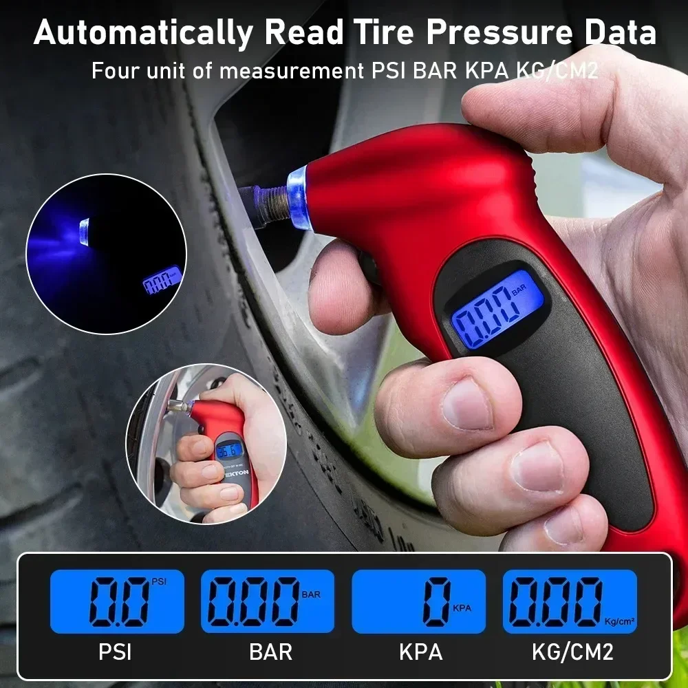

High-Precision Digital Tire Pressure Gauge with Backlight and Car Portable Digital LCD Display for Tyre Air Pressure Monitoring