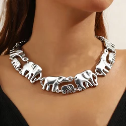 RechicGu Vintage Necklace For Woman Geometry Elephant Pendant Baby Link Hindu Collar Chain Fashion Punk Mens Jewelry Gifts